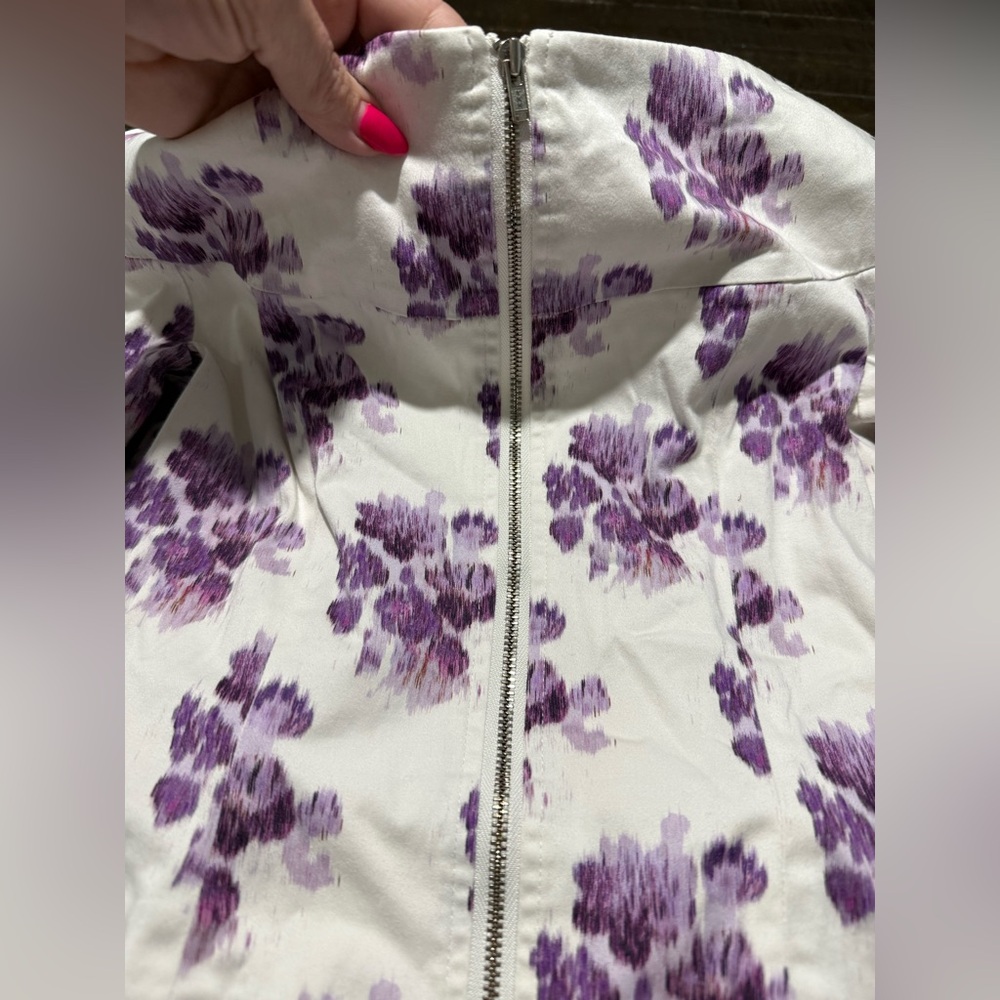 AMUR Shanae White Purple Watercolor Off The Shoulder Top Sz Small - Picture 11 of 15